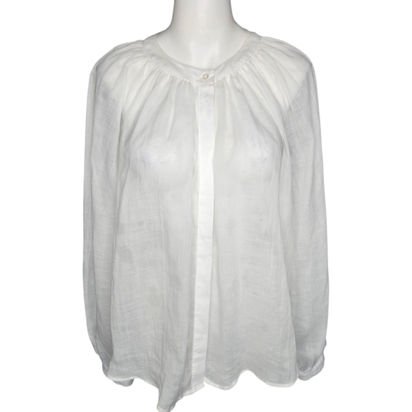 Banana Republic White Balloon Sleeve Peasant Blouse Sz Small Renfair - Picture 2 of 16